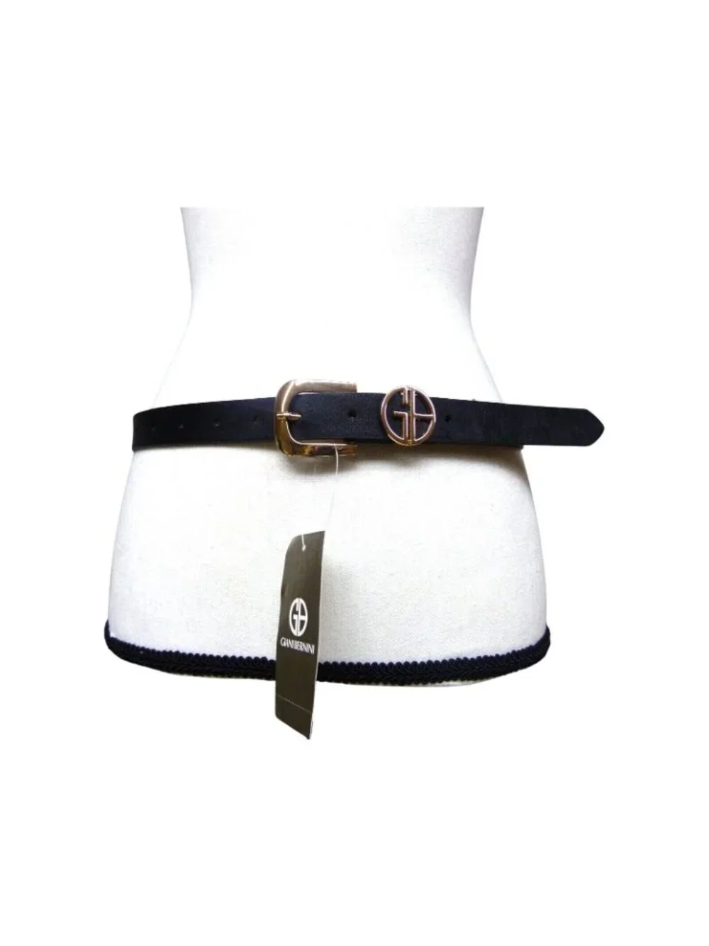 Giani Bernini Logo Keeper Belt, 1” wide, Faux-leather, Black